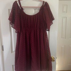 Cranberry Textured Torrid Cold Shoulder Dress